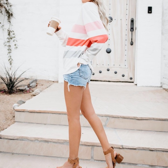 NWT Striped Soft Oversized Pullover Sweatshirt Top - Picture 8 of 8